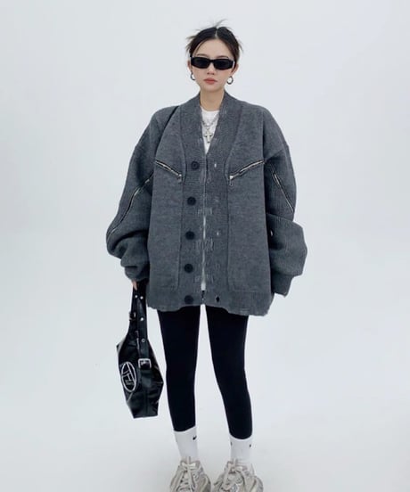 Distressed Edge Oversized Knit Cardigan  / 2colors