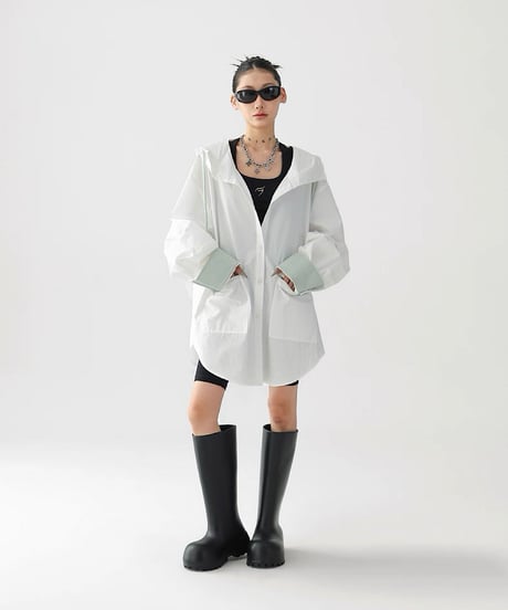 Oversized Hooded Utility Shirt Jacket / 2colors