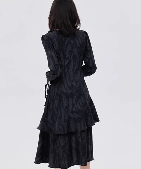 Marble Mid-Length Black Dress