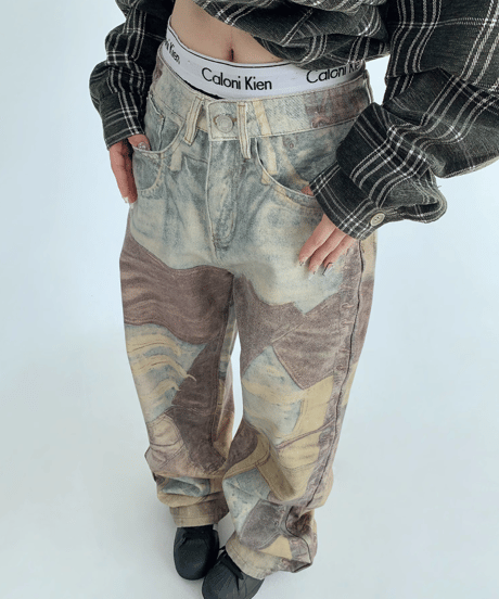 Vintage Patchwork Denim Pants