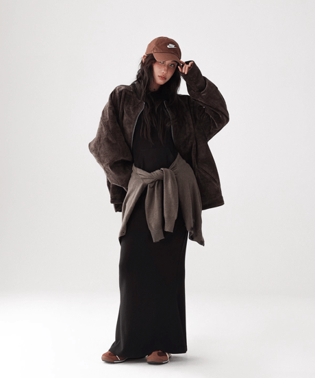 Hoodie Slim-Fit Long Dress  / 2colors
