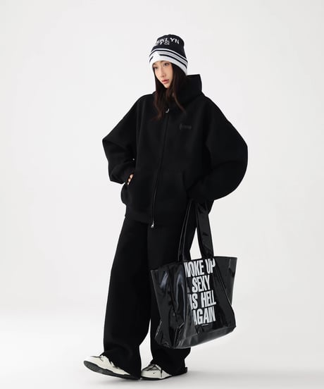 Oversized Zip Hoodie & Wide Sweatpants Setup  / 2colors