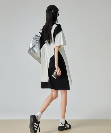 Diagonal Switch Asymmetry T-Shirt Dress