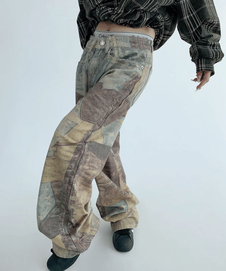 Vintage Patchwork Denim Pants