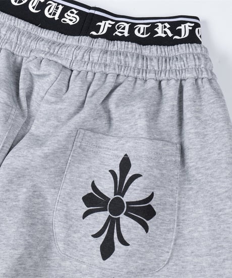 Cross Print Double-Waist Band Sweat Pants