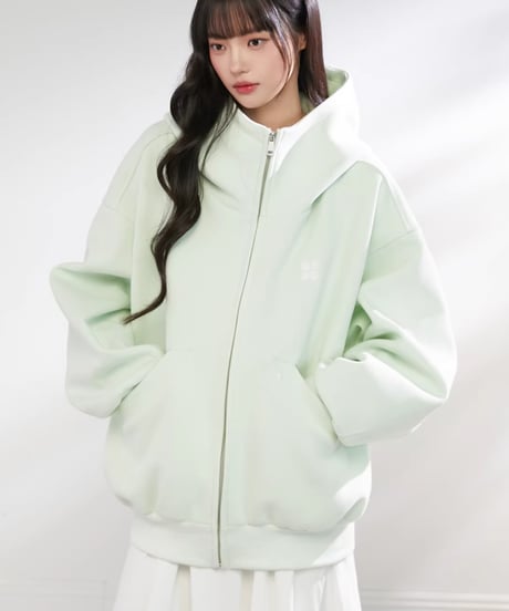 Oversized High Neck Zip Hoodie / 5colors