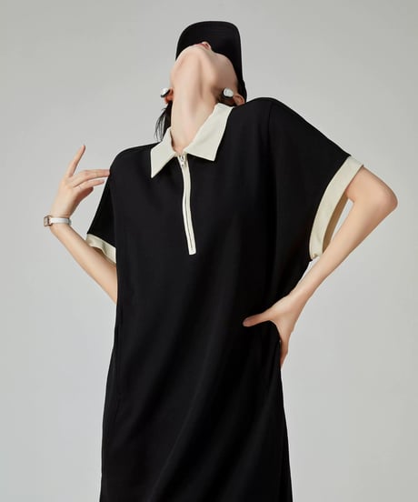 Classic Bicolor Polo Mini Dress
