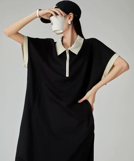 Classic Bicolor Polo Mini Dress