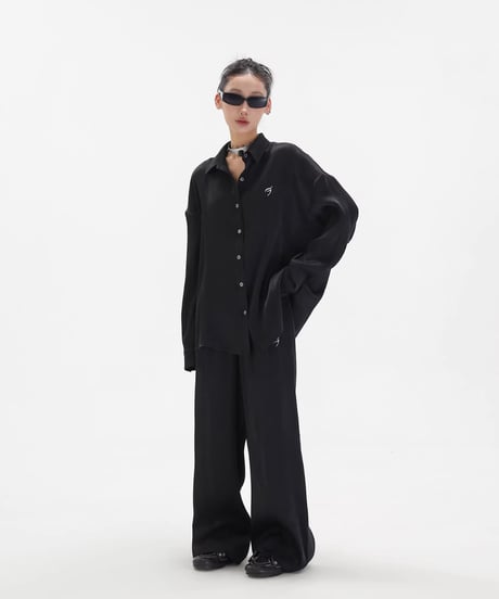 Loose Satin Texture Shirt & Pants Setup  / 2colors
