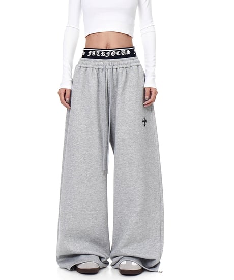 Cross Print Double-Waist Band Sweat Pants
