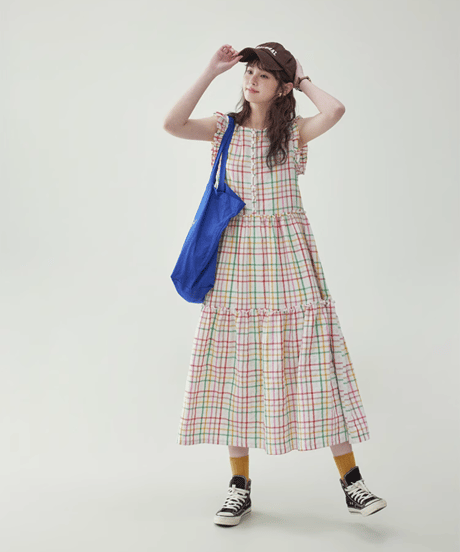Colorful Check Cotton Sleeveless Dress
