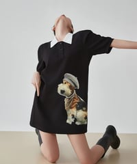 Vintage Dog Graphic Polo Dress