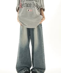 Vintage Washed Wide-Leg Denim Pants  / 2colors