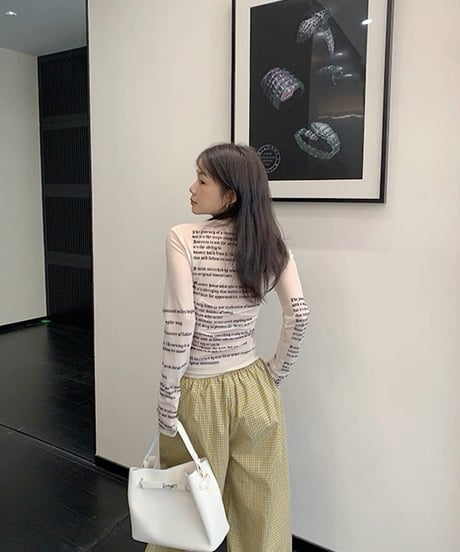 Sheer Lettering Long Sleeve Top / 2colors