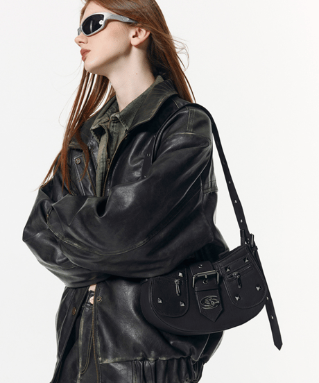 Studded Buckle Shoulder Bag