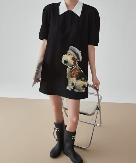 Vintage Dog Graphic Polo Dress