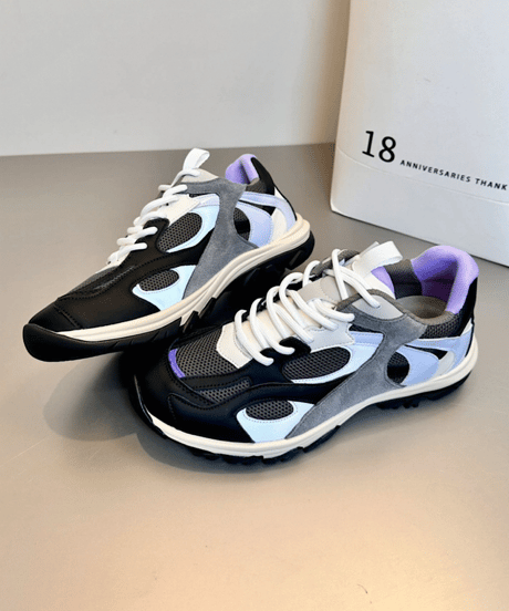 Contrast Mesh Lace-up Sneakers / 3colors