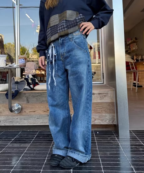 Vintage Wash Loose Wide Denim Pants