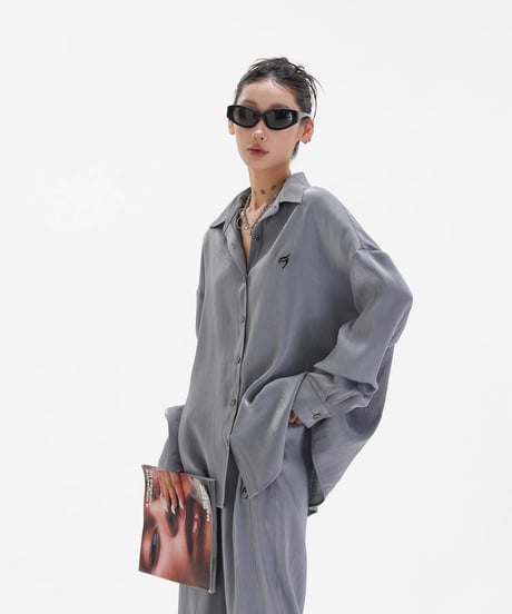 Loose Satin Texture Shirt & Pants Setup  / 2colors