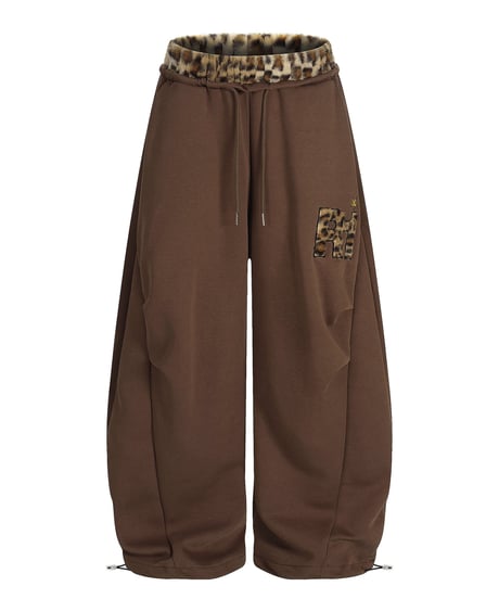 Leopard Patchwork Loose Sweat Pants / 2colors