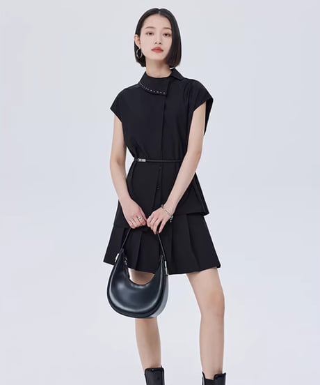 Asymmetric Minimalist Belted Shirt