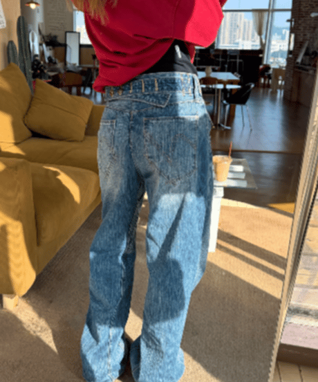 Vintage Wash Loose Wide Denim Pants