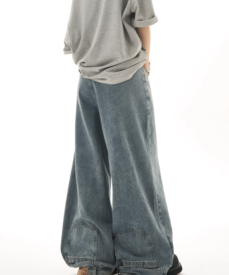Vintage Washed Wide-Leg Denim Pants  / 2colors