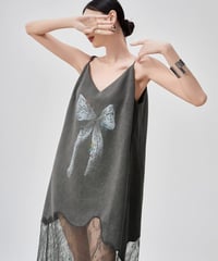 Ribbon Motif Lace Spliced Camisole Dress