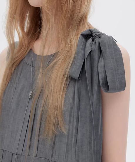 Twill Texture Switch Gather Dress