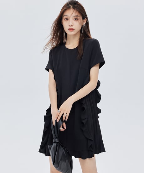 Side Ruffle Frill Mini Dress