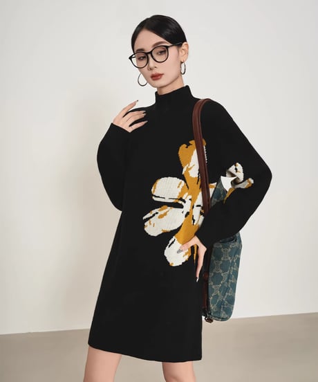Big Flower Knit Onepiece