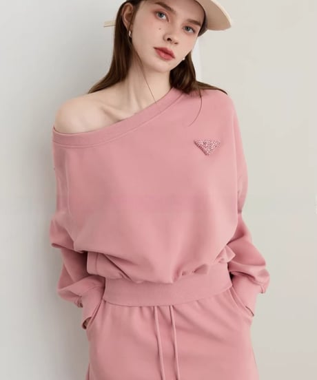 One Shoulder Sweatshirt & Mini Skirt  / 2colors