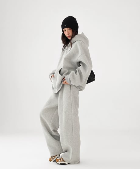 Oversized Zip Hoodie & Wide Sweatpants Setup  / 2colors