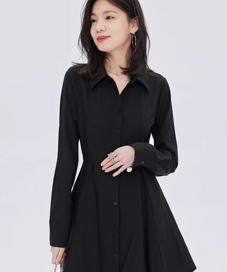 Fitted Long-Sleeve Shirt Mini Dress