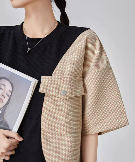 Circular Color-Block Loose Fit T-shirt