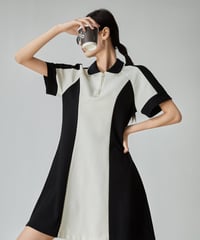 Monochrome Line Polo Dress