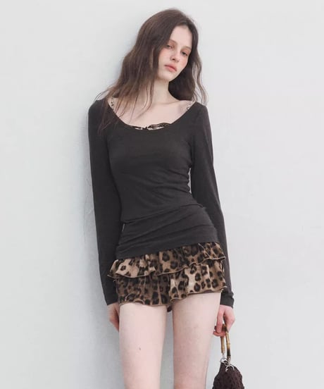 Leopard Print Tiered Ruffle Shorts