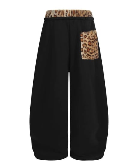 Leopard Patchwork Loose Sweat Pants / 2colors