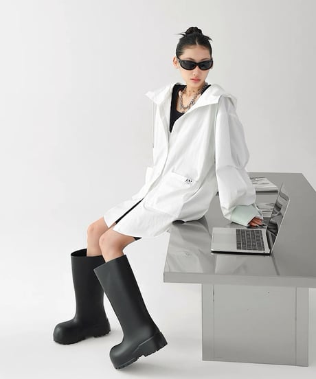 Oversized Hooded Utility Shirt Jacket / 2colors