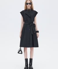 Trench Coat-Style Sleeveless Shirt Dress