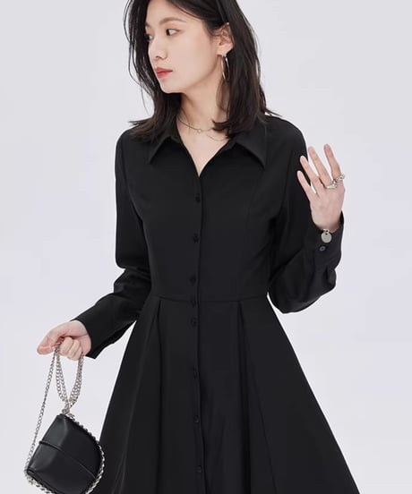 Fitted Long-Sleeve Shirt Mini Dress