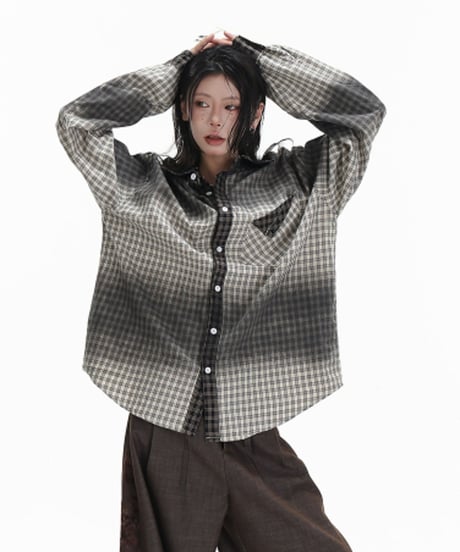 Gradation Plaid Oversized Shirt