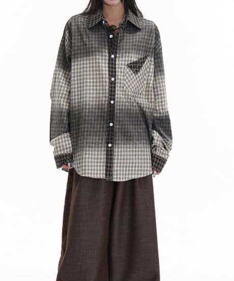 Gradation Plaid Oversized Shirt