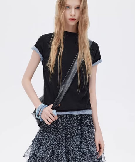 Flower Mesh Tiered Long Skirt