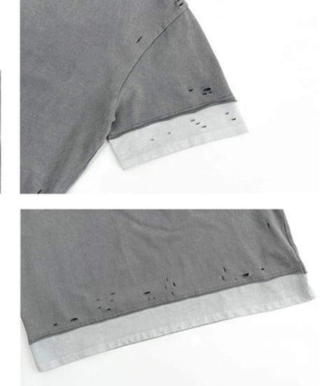 Layered Damage Processed Oversized T-shirt / 2colors