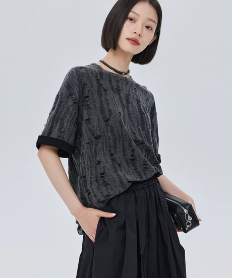 Irregular Damage Loose S/S T-Shirt