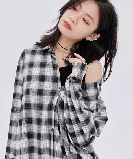 Off-Shoulder Plaid Shirt Dress