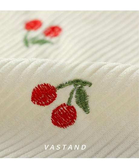 Cherry Embroidery Balloon Onepiece