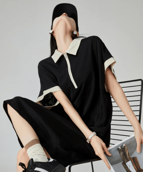 Classic Bicolor Polo Mini Dress