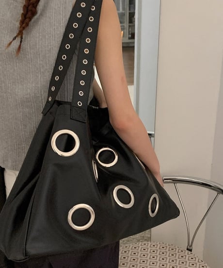 PU Leather Eyelet Large Tote Bag